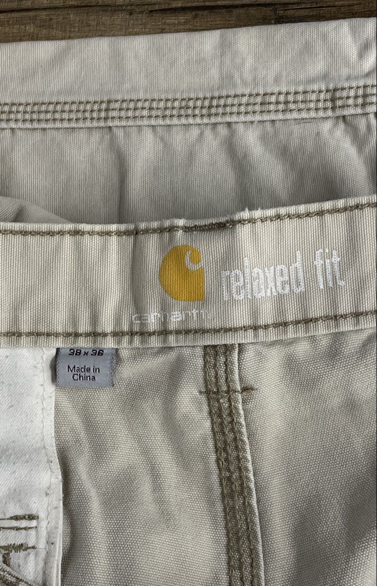 Carhartt Men's Tan Relaxed Fit Cotton Canvas Cargo Work Pants Size 38x36