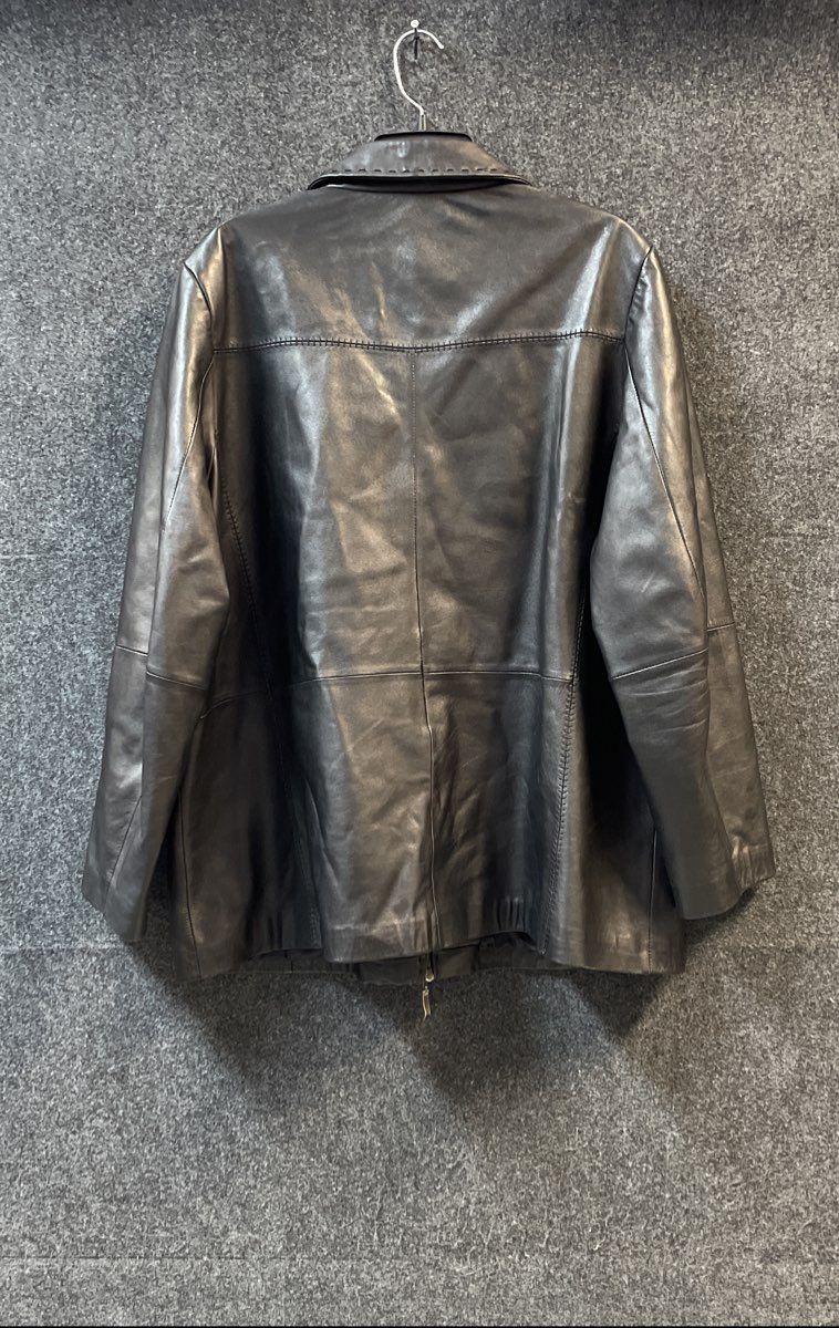 Avenue Women's Black Genuine Leather Whipstitch Full Zip Jacket Size 18/20