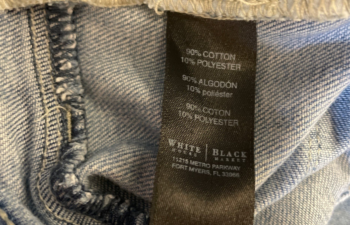 White House Black Market Women's Distressed Girlfriend Denim Shorts Blue Sz 4