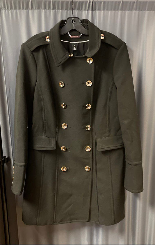 White House Black Market Women's Black Double Breasted Pleated Jacket Sz XL