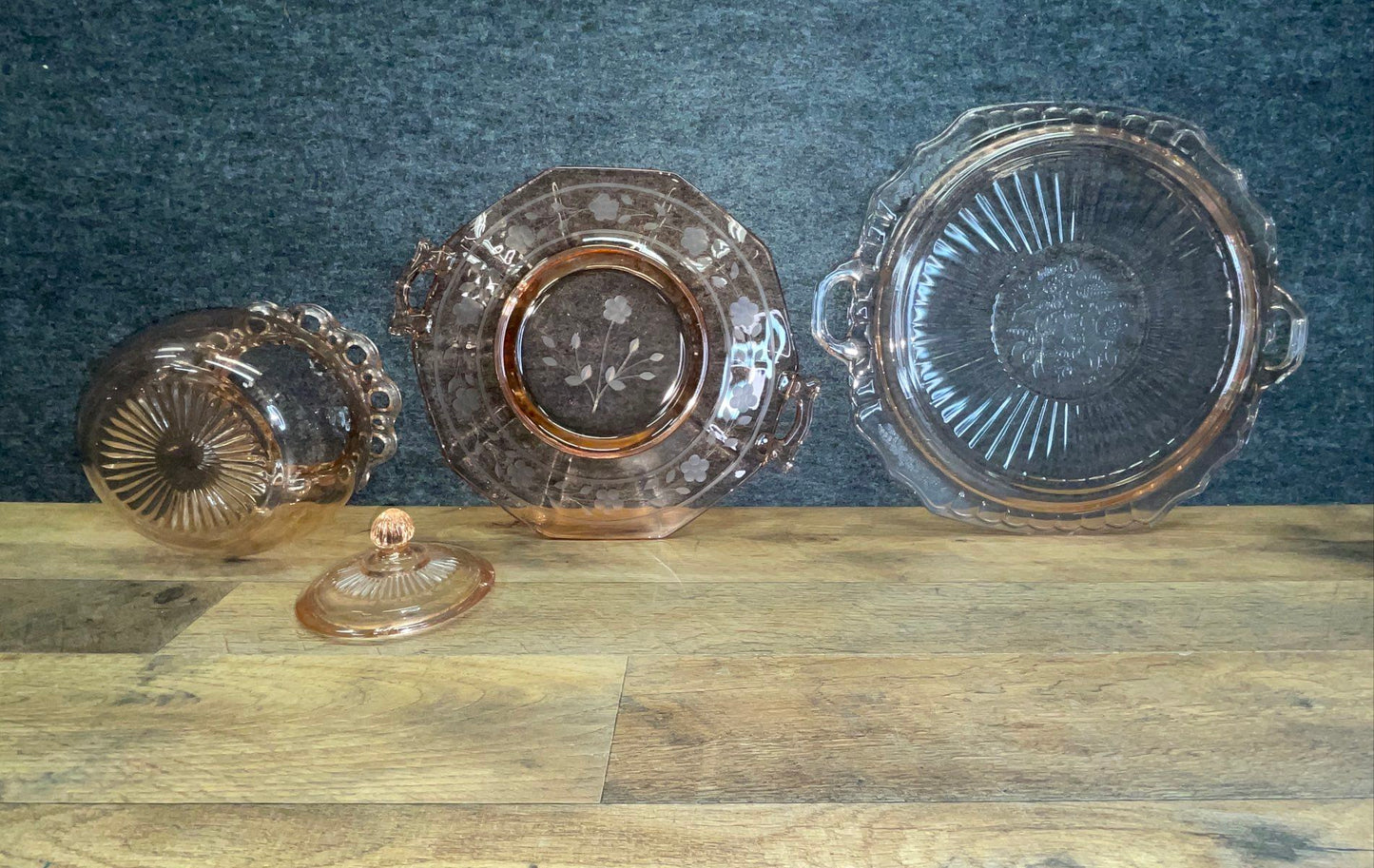 Lot of 3 Vintage Pink Depression Anchor Hocking Mayfair Glass