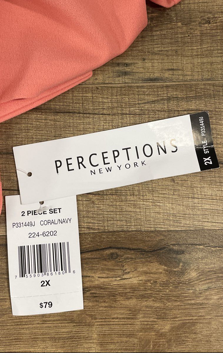 Perceptions New York Women's Coral Bell Sleeve Open Front Topper Sz 2X NWT