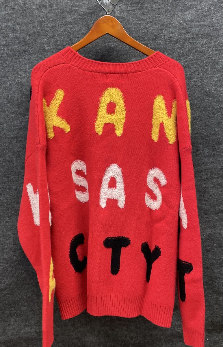 Love Letters Womens Play Call Toggle Cardigan Red Kansas City Sweater Sz XXL NWT