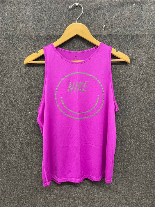 Nike Women's Dri-Fit Graphic Smiley Face Tank Top Fuchsia Purple Sz M
