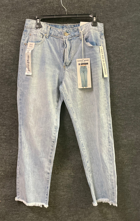 GoGo Jeans Women's High Rise Ex-Boyfriend Light Blue Frayed Hem Sz 11/30 NWT
