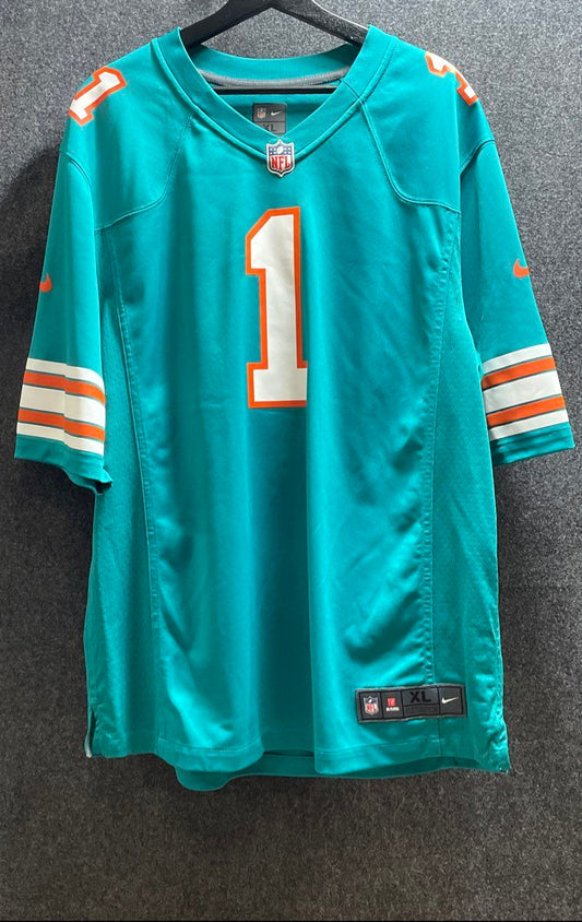 Nike Men's Miami Dolphins Tua Tagovailoa #1 NFL On Field Jersey Aqua Teal Sz XL
