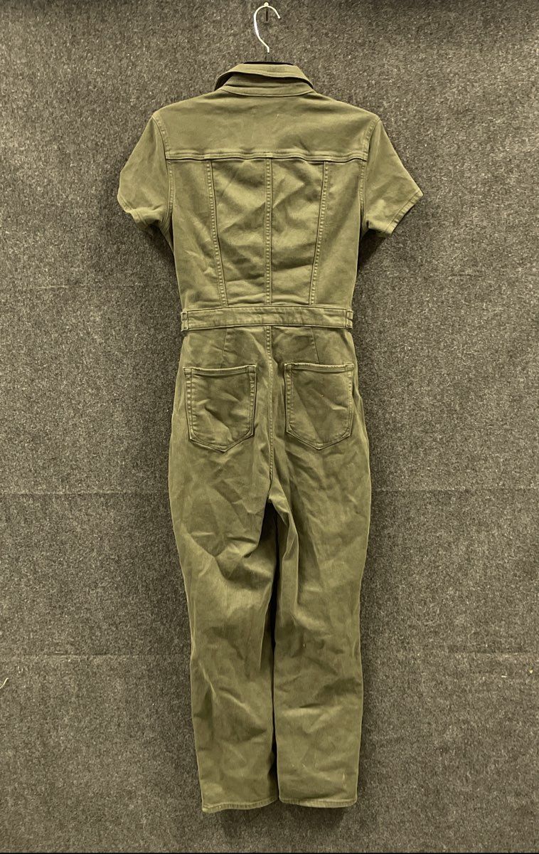 Good American Women's Olive Green Short Sleeve Utility Jumpsuit Boilersuit Sz 2