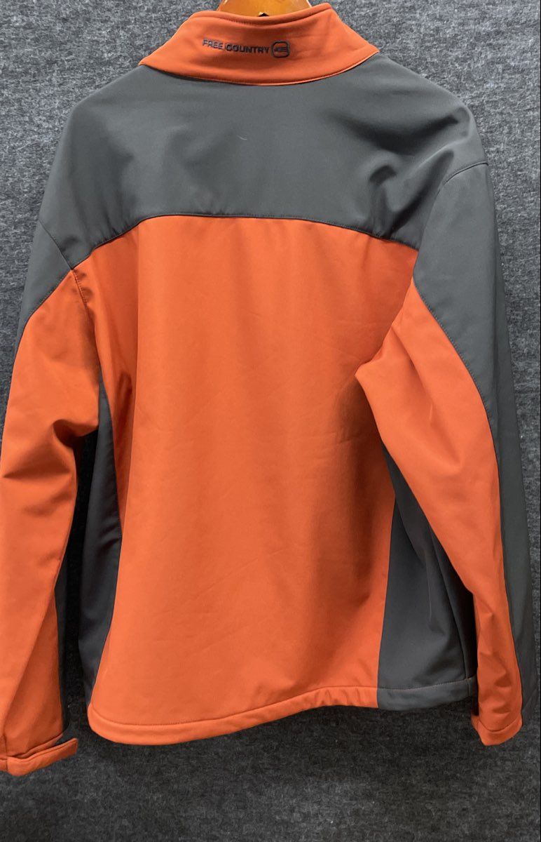 Free Country Men's Orange Grey Softshell Full Zip Jacket Size XL