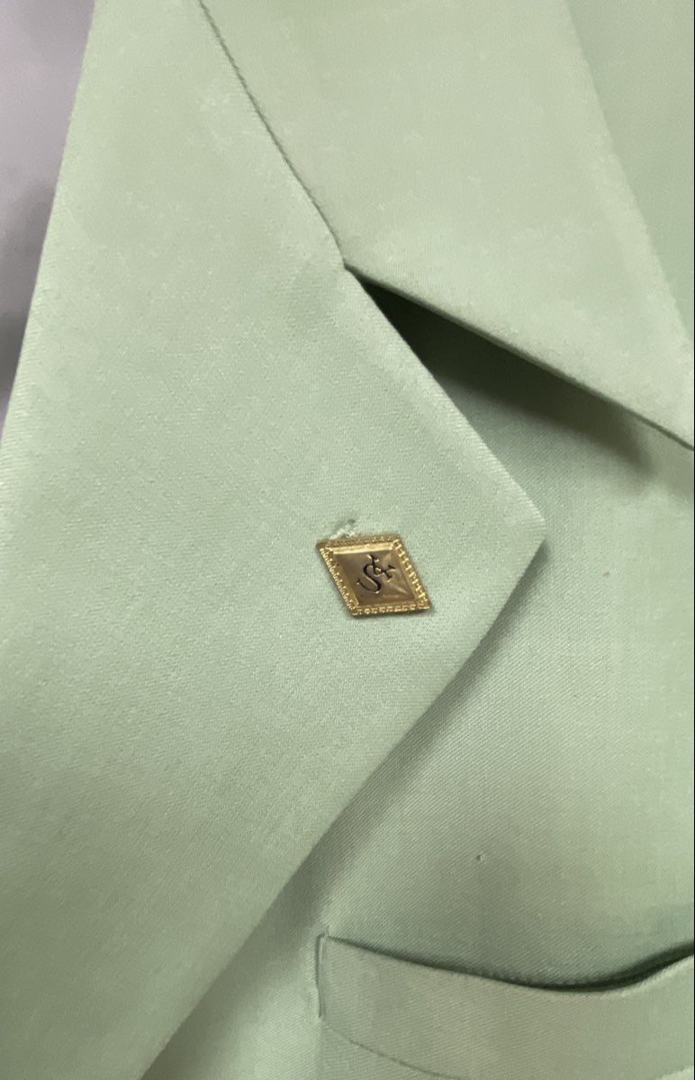 Stacy Adams Men's Mint Green Blazer Super 100s 3-Button Suit Jacket Vintage Y2K