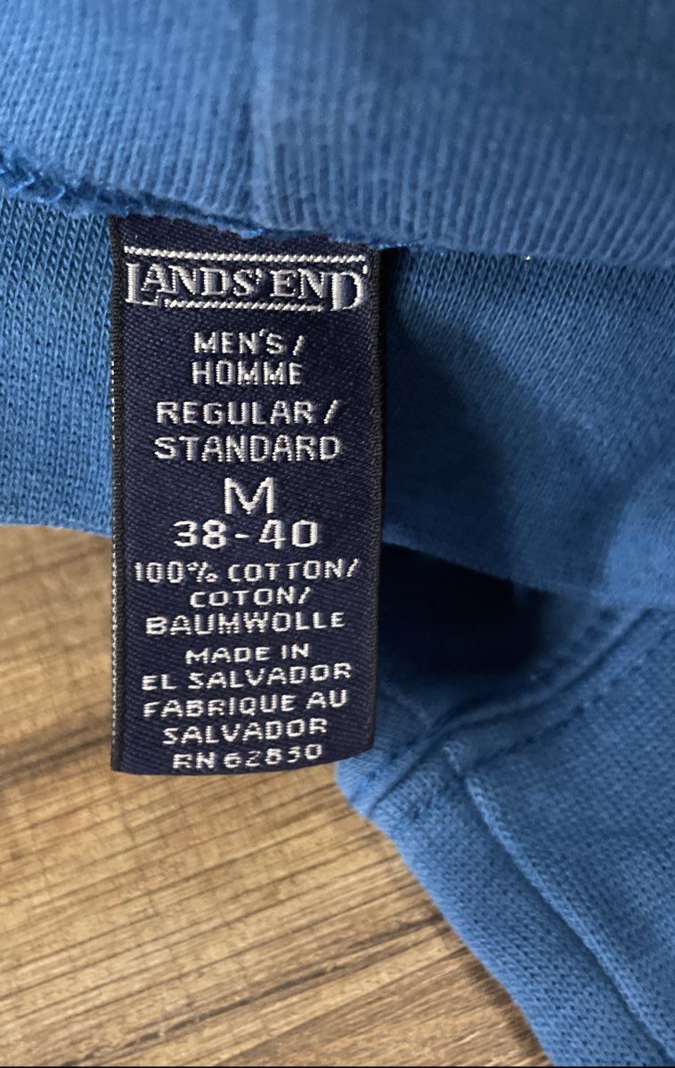 Land's End Men's Blue Long Sleeve Mock Neck Cotton Shirt Size M 38-40