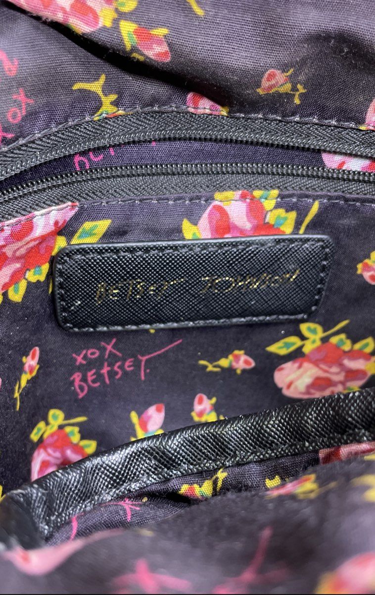 Betsey Johnson Black Saffiano Bow Crossbody Bag Gold Hardware