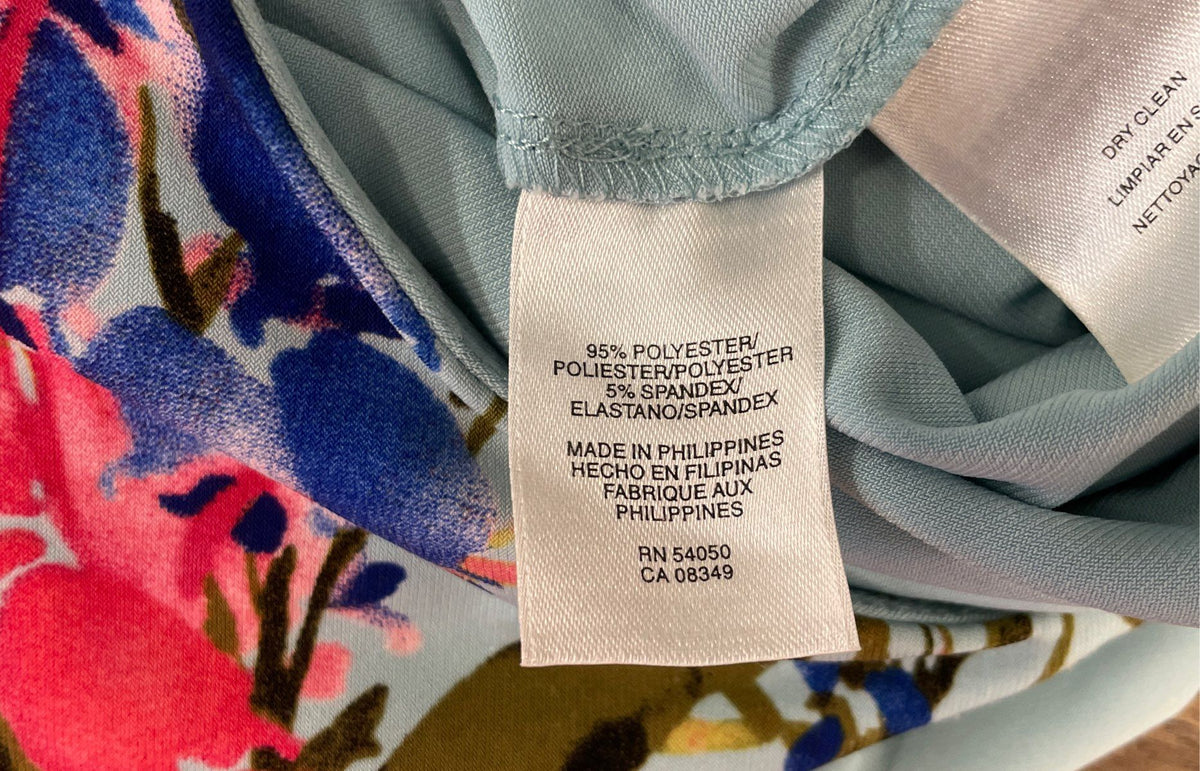 Jones New York Women's Floral Ruched Side Sheath Dress Blue Pink Sz 4