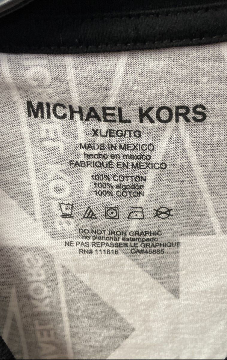 Michael Kors Men's Black White All Over MK Logo Graphic T-Shirt Cotton Sz XL