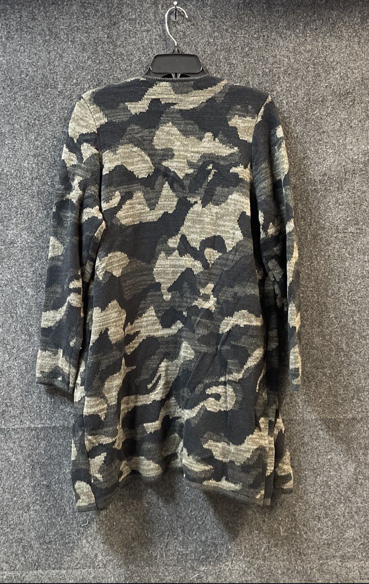 Apt. 9 Women's Camo Open Front Cardigan Sweater Gray Black Knit NWT Sz M