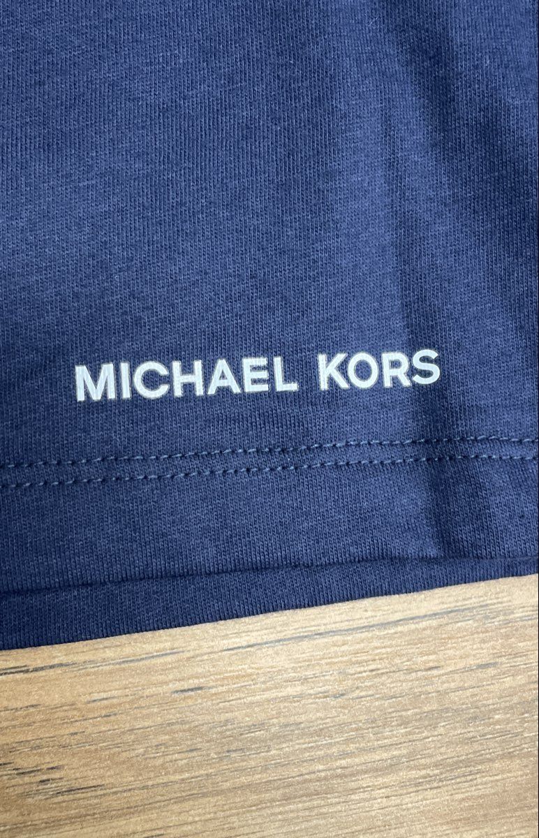 Michael Kors Men's Navy Blue V-Neck T-Shirt 100% Cotton Short Sleeve Sz XL