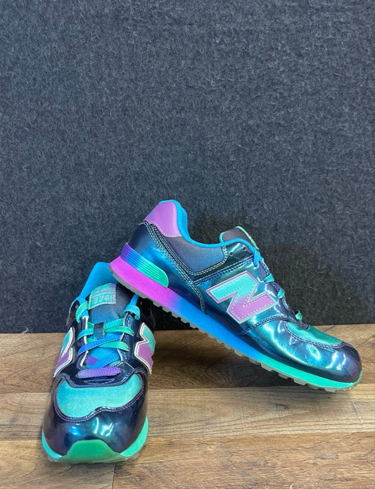 New Balance 574 Rainbow Pack Iridescent Blue Sneakers Boys Size 7