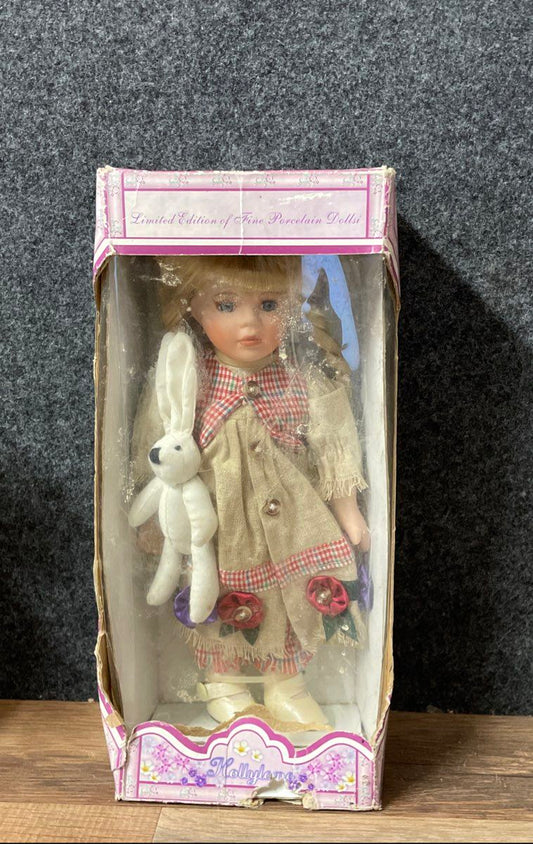 Vintage Hollylane Limited Edition Porcelain Girl Doll Blonde Hair Blue Eyes 10"