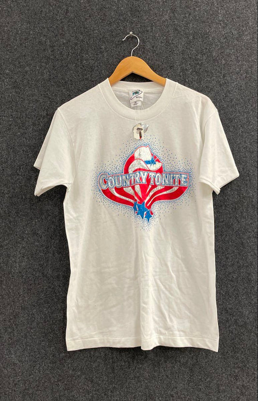 Vintage 90s Country Tonite T-Shirt Buffalo Glitter Magic Graphic Made USA Sz M