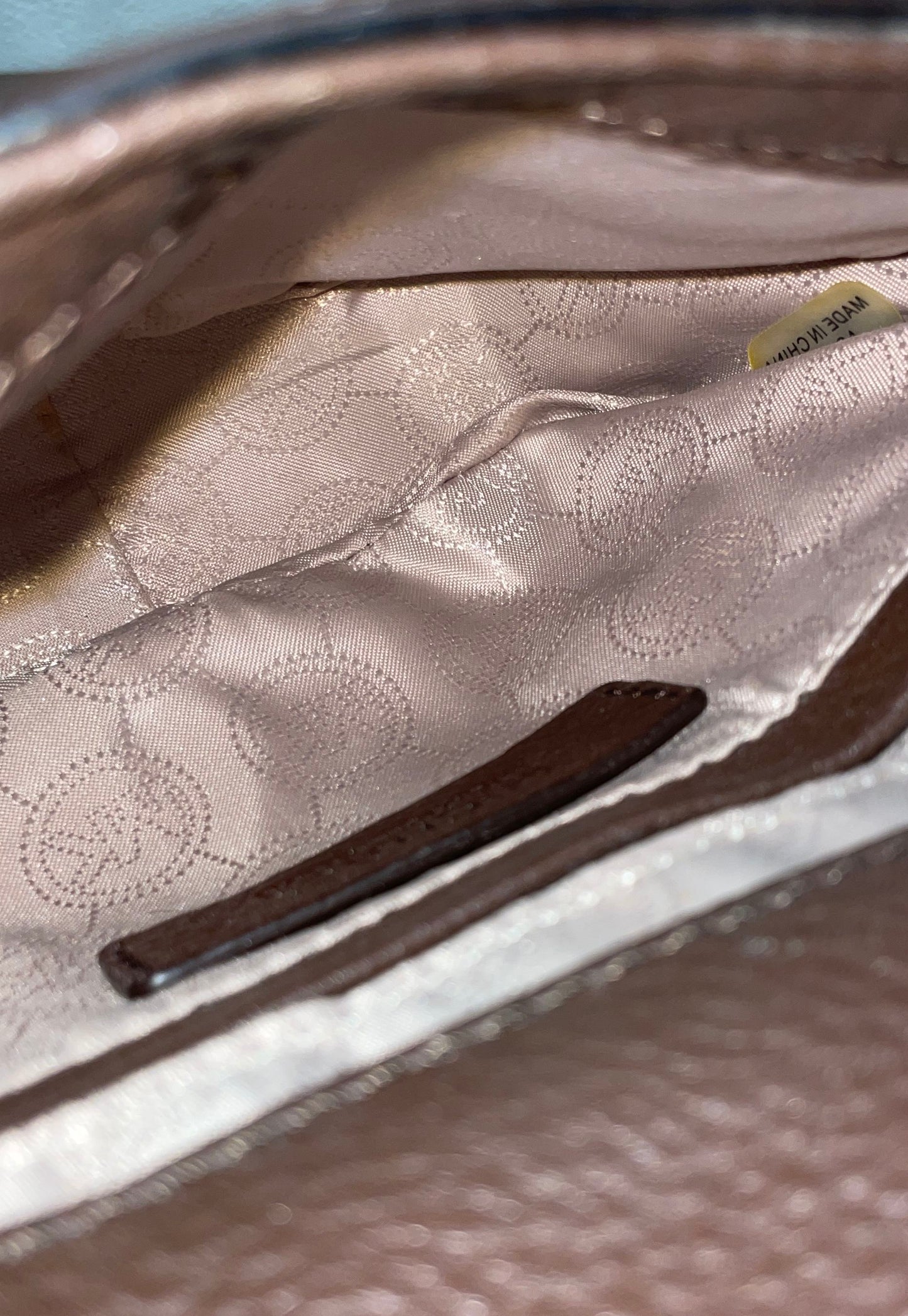 Michael Kors Brown Pebbled Leather Small Crossbody Bag Gold Logo Chain Strap