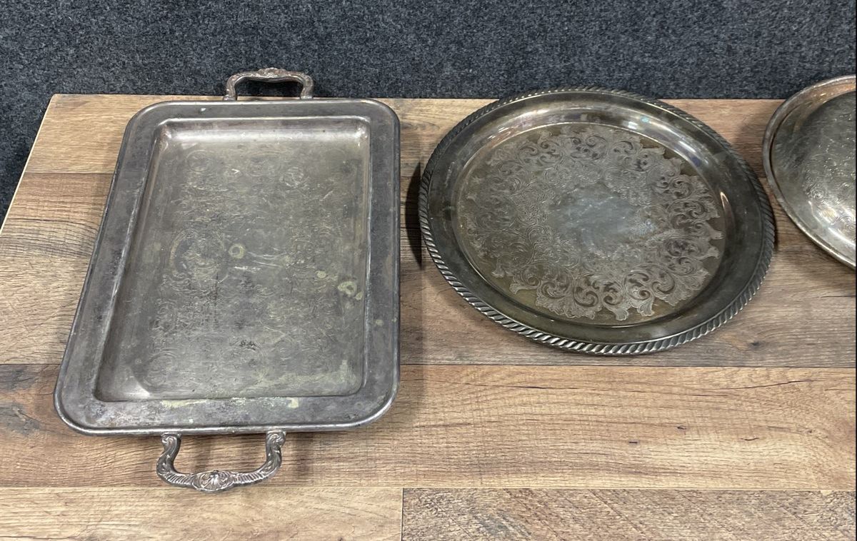 assorted Lot of Silver Plate Collectibles (Platter, Bowl)