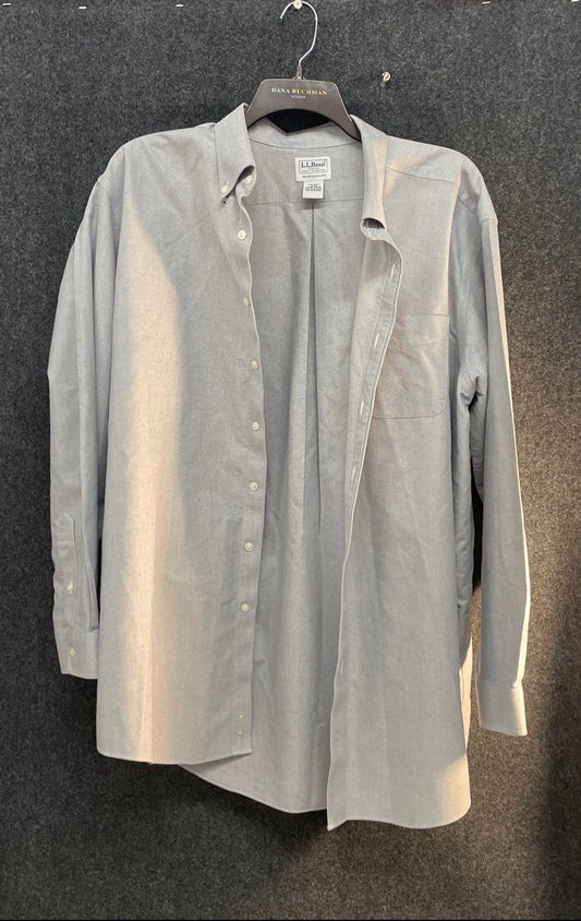 L.L. Bean Traditional Fit Gray Oxford Button Down Shirt Mens Sz 18 36