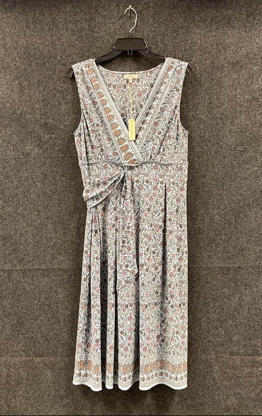 Max Studio Women's Blue Floral Sleeveless Faux Wrap Midi Dress Sz M NWT