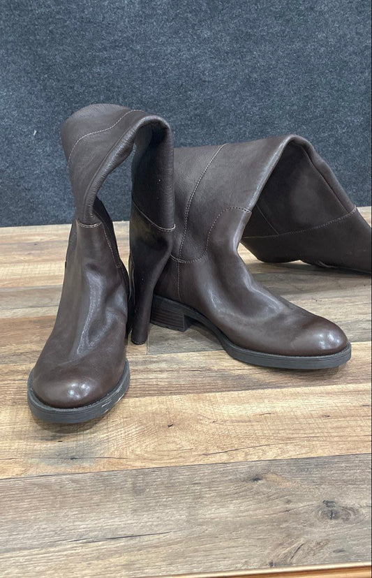 Enzo Angiolini Eanololyn Brown Leather Knee High Riding Boots Women's Size 7.5