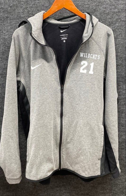 Nike Men's Gray Therma-FIT Wildcats 21 Full Zip Hooded Training Jacket Sz L