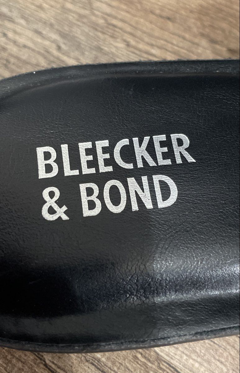 Bleecker & Bond Cognac Brown Black Flat Slide Sandals Women's Size 7.5M