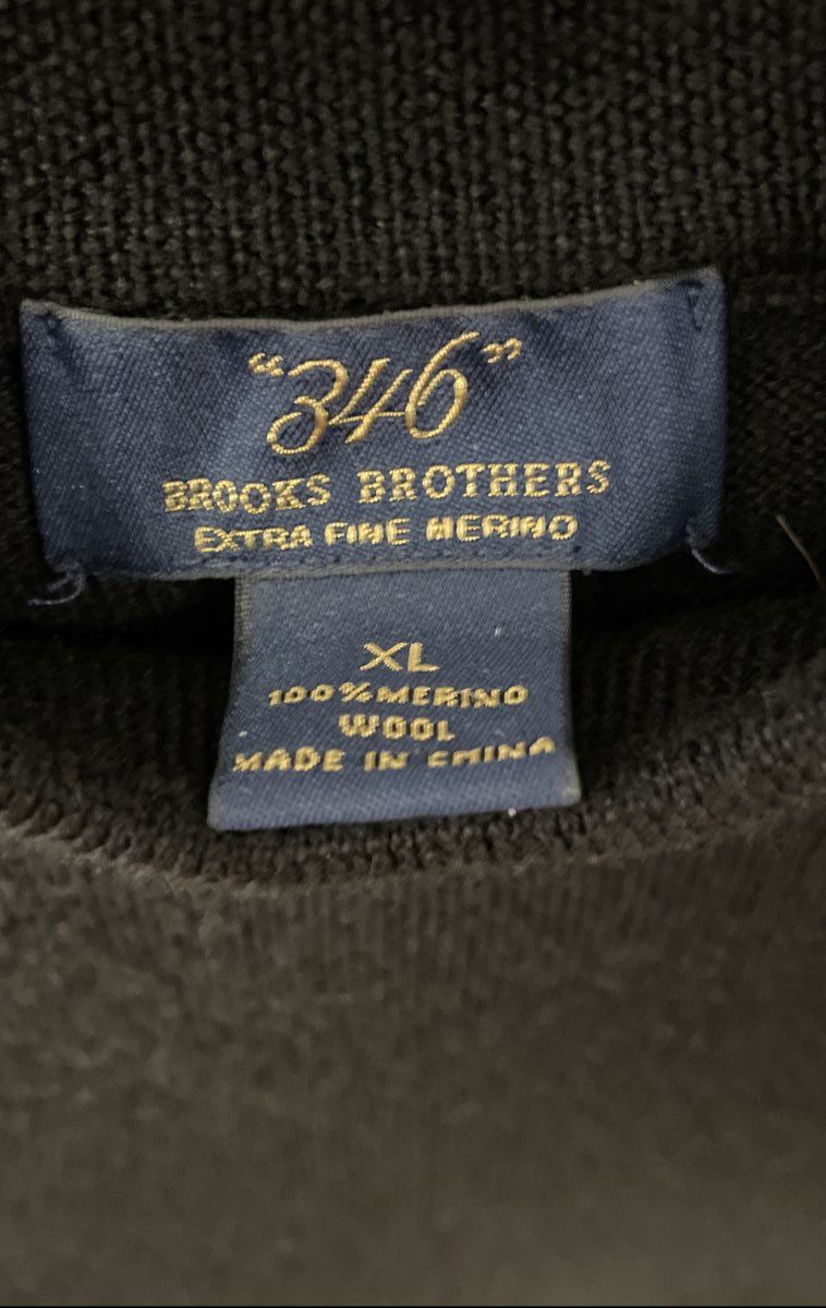 Brooks Brothers 346 Men's Black Extra Fine Merino Wool Mock Neck Sweater XL