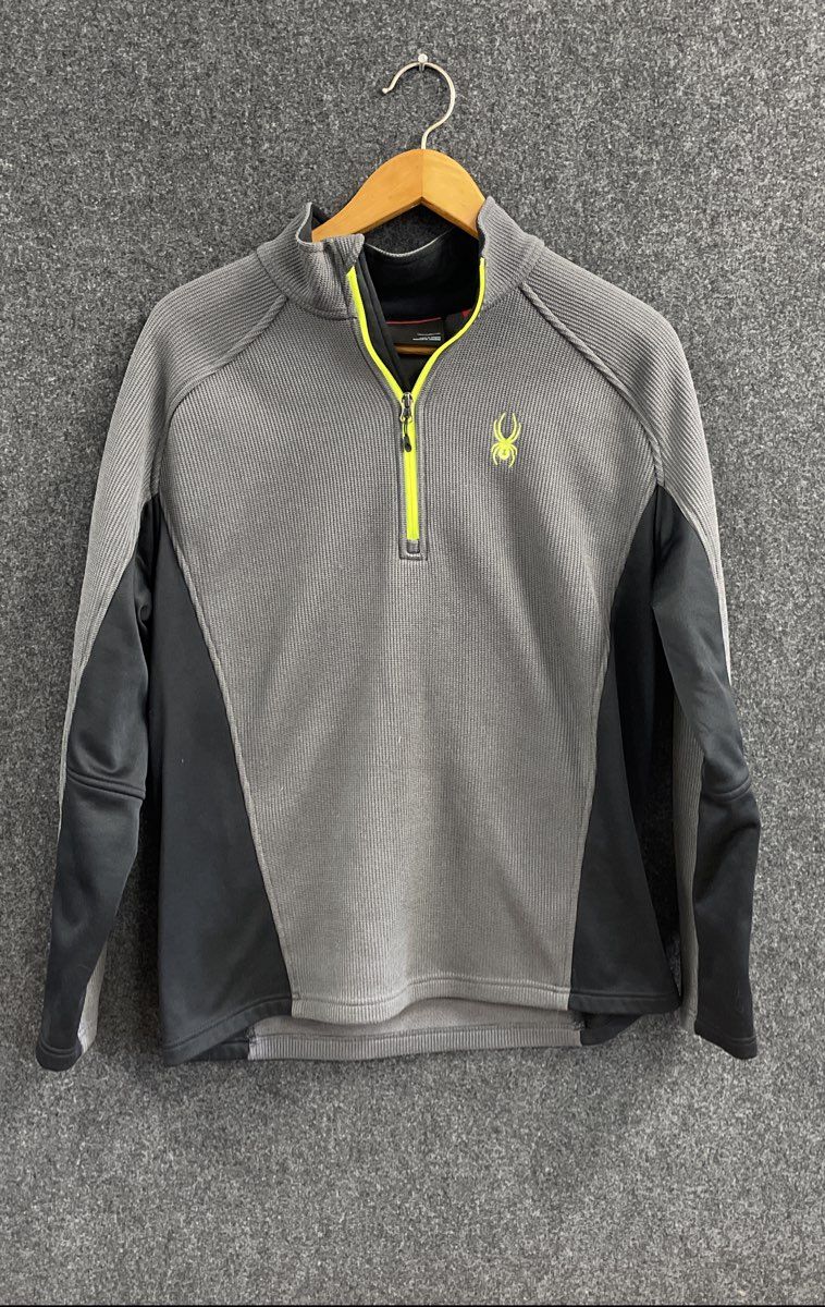 Men's Size XL Grey Spyder Knit Performance 1/4 Zip Pullover