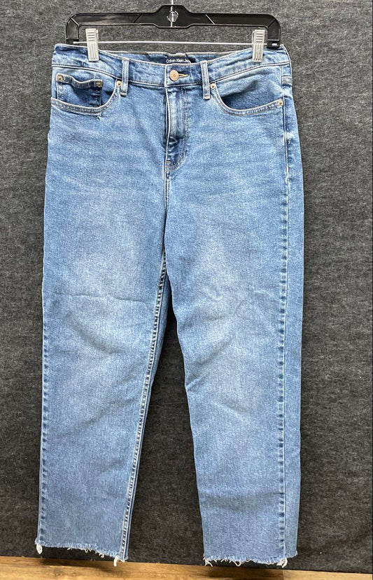 Calvin Klein Jeans Women's Blue High Rise Raw Hem Straight Leg Denim Jeans Sz 30