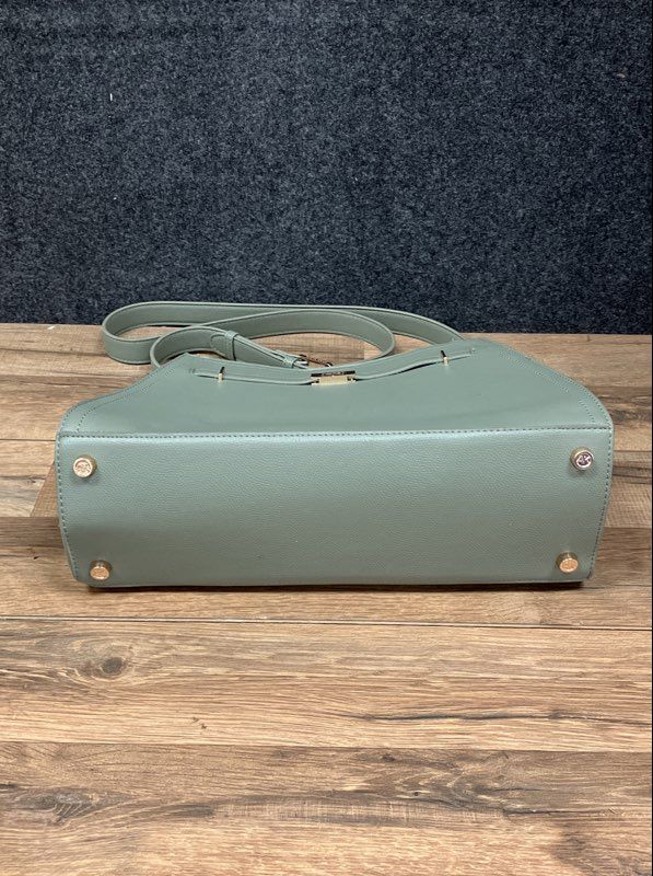 Anne Klein Sage Green Saffiano Satchel Handbag Gold Hardware Crossbody Bag