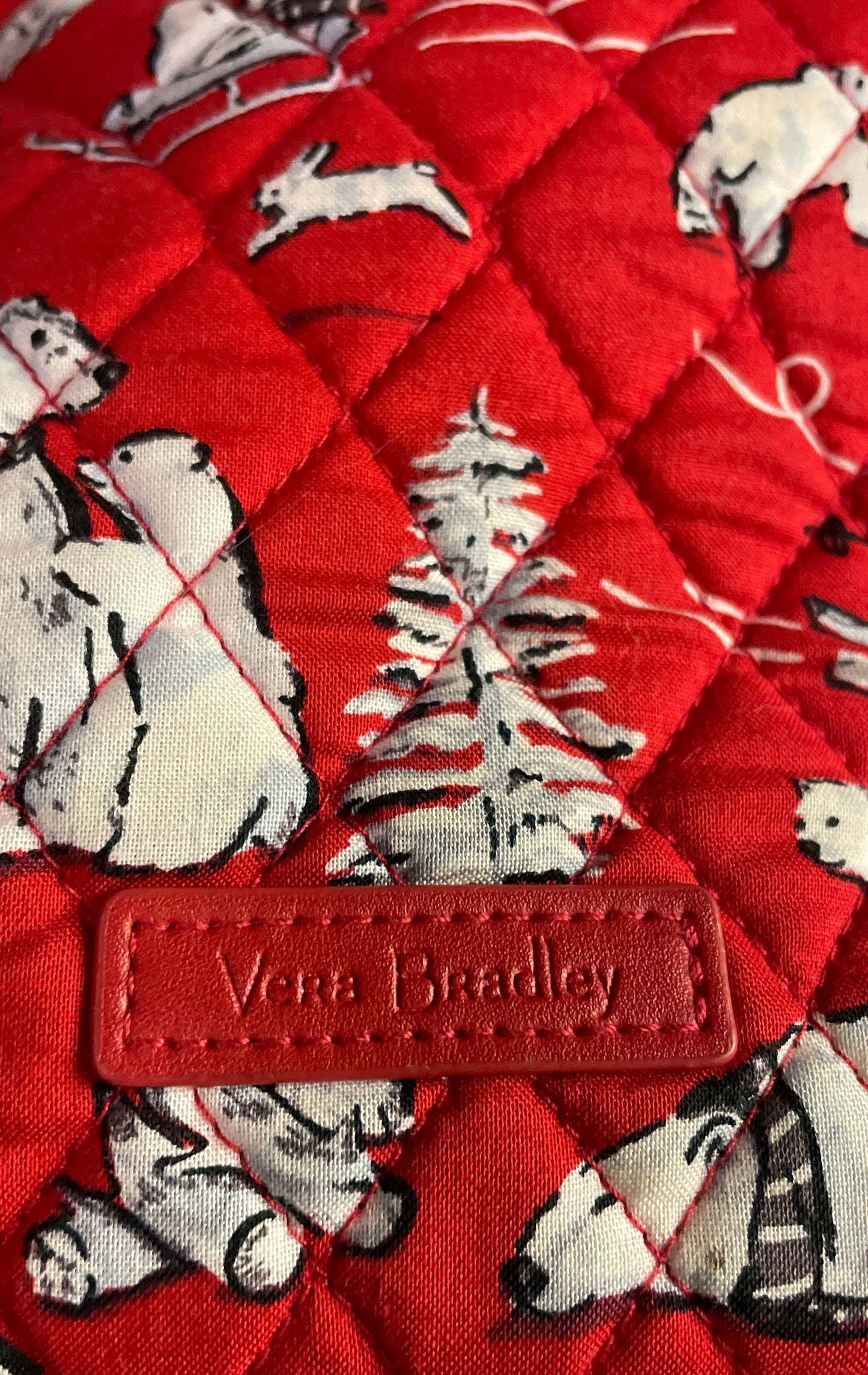 Vera Bradley Red Playful Polar Bears Triple Zip Hipster Crossbody Bag