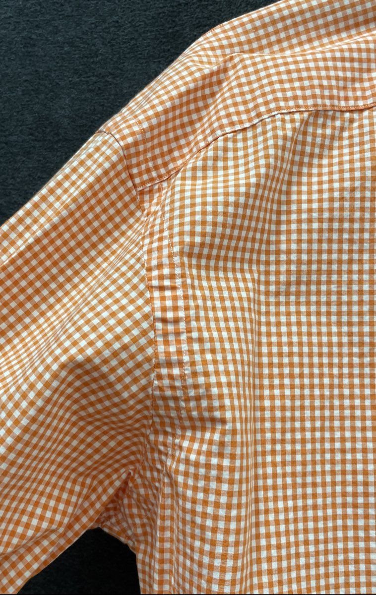 Ralph Lauren Men's Orange Gingham Plaid Classic Fit Button Down Shirt Sz M