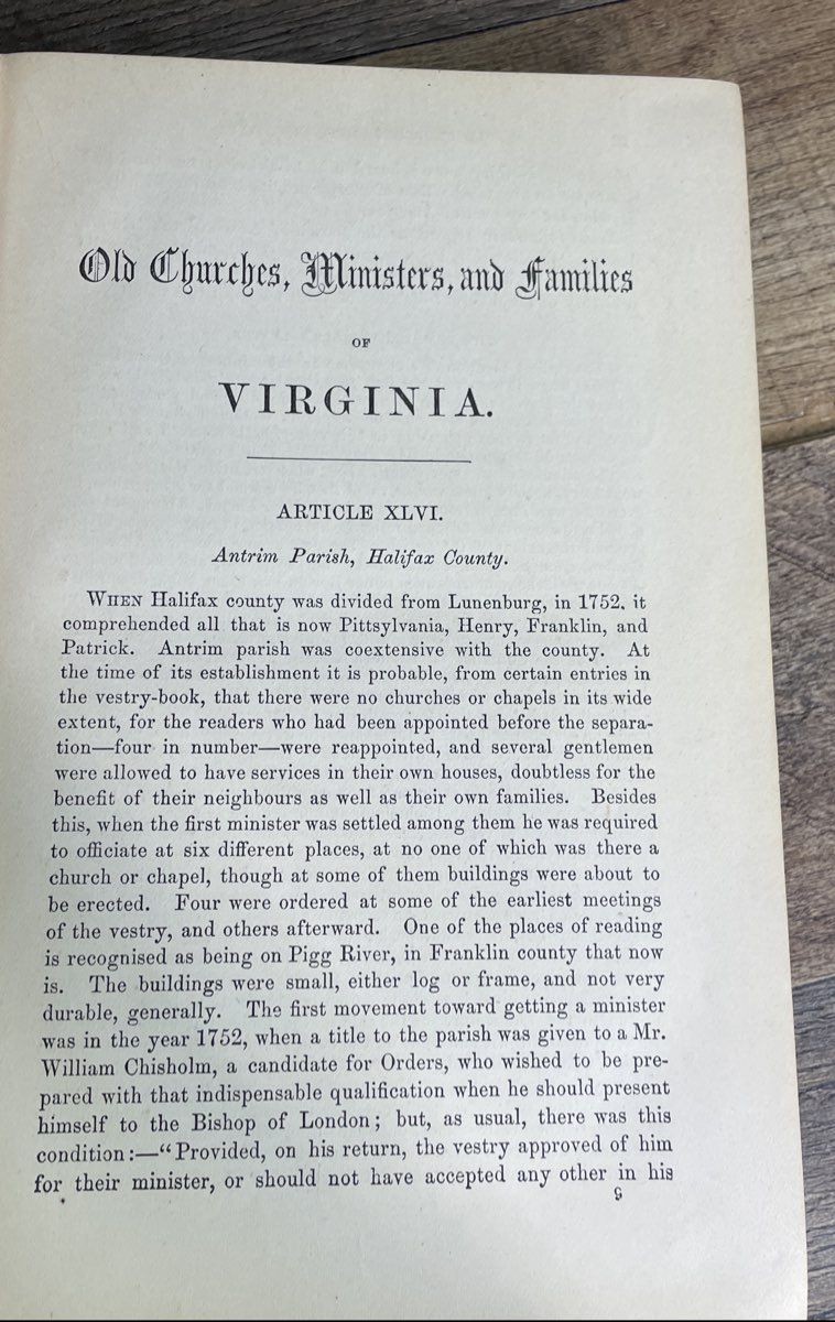 Old Churches and Families of Virginia Vol. 2 Bishop Meade Vintage Hardcover