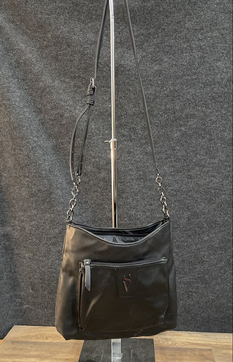Simply Vera Vera Wang Black Crossbody Bag Chain Accent Shoulder Purse