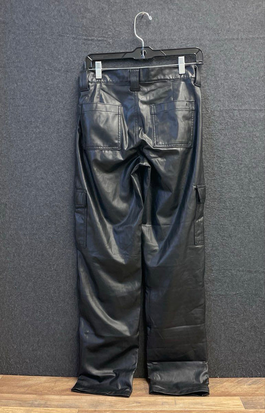 American Eagle Women's Black Vegan Leather Utility Cargo Pants Sz 2 Regular