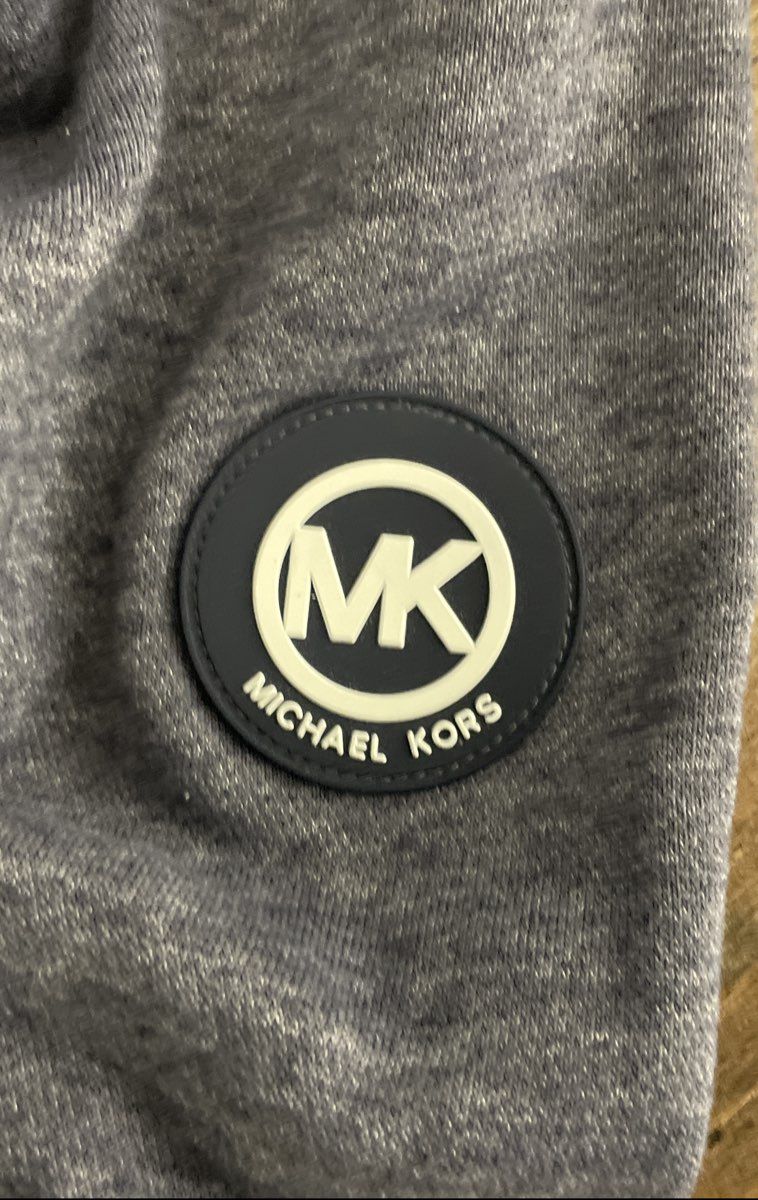 Michael Kors Men's Heather Gray Fleece Full Zip Hoodie Logo Patch Sz M