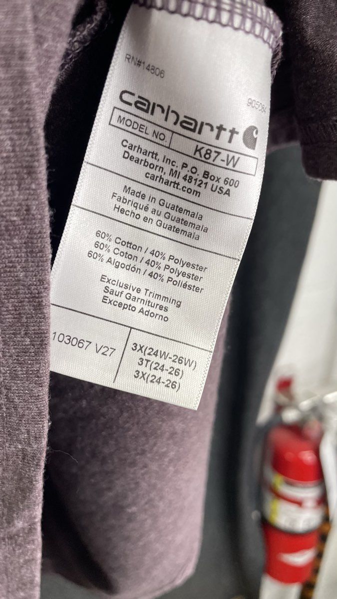 Carhartt Women's K87-W Workwear Pocket T-Shirt Heathered Purple Loose Fit Sz 3X