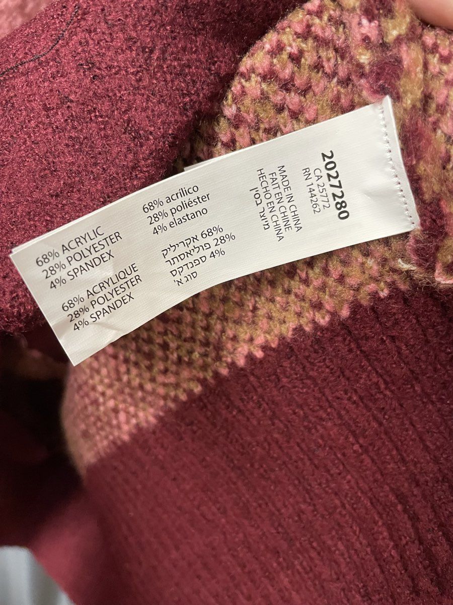 Black Tape Women's Burgundy Pink Plaid Windowpane Sweater Cardigan NWT Sz XS