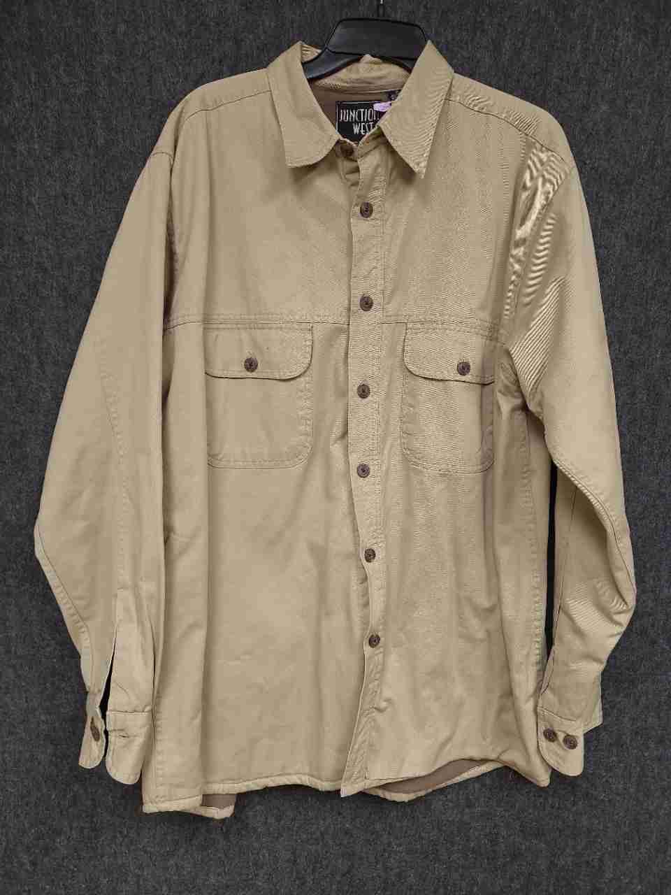 Junction West Men's Tan Cotton Fleece Lined Shirt Jacket Work Shirt Sz XL