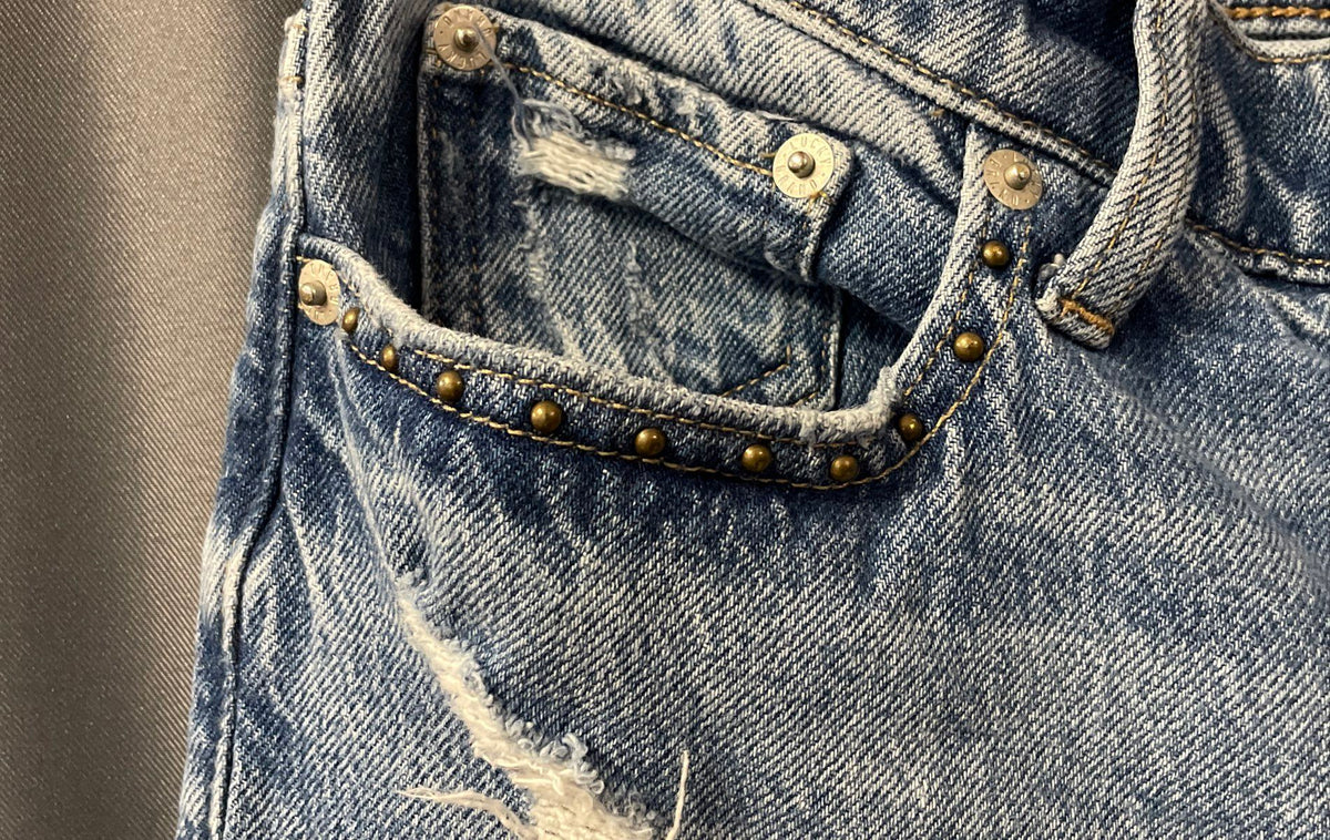 Lucky Brand Women's Easy Rider Mid Rise Bootcut Blue Distressed Jeans Sz 8/29 R