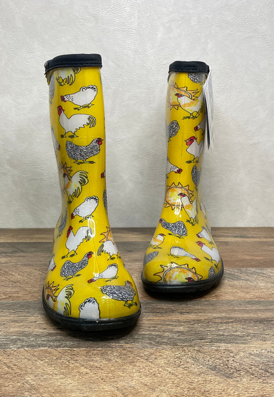 Sloggers Chicken Yellow 10-inch Rain Garden Boots Women's Size 6 NWT