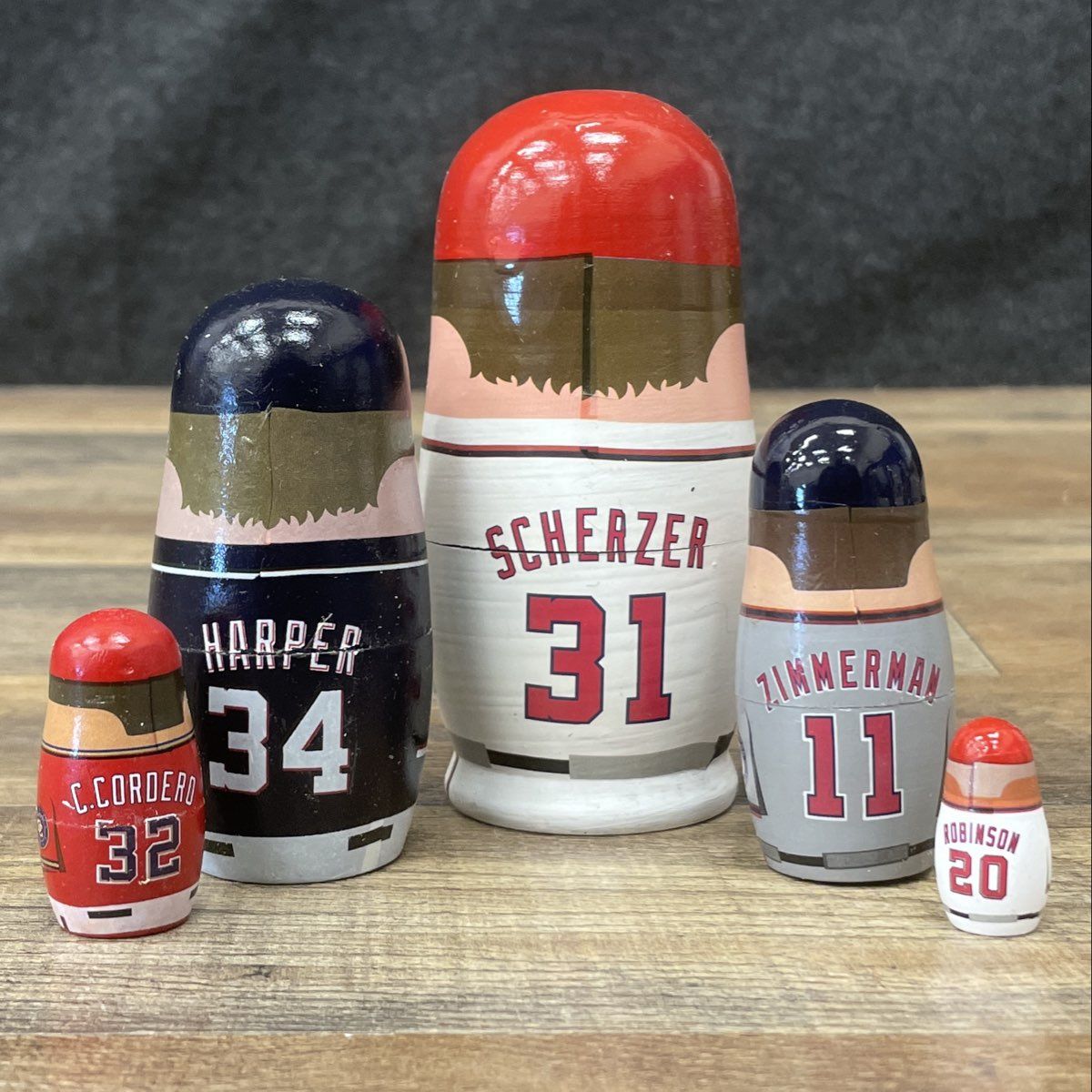 Washington Nationals Nesting Dolls Scherzer Harper Zimmerman 5pc Set MLB