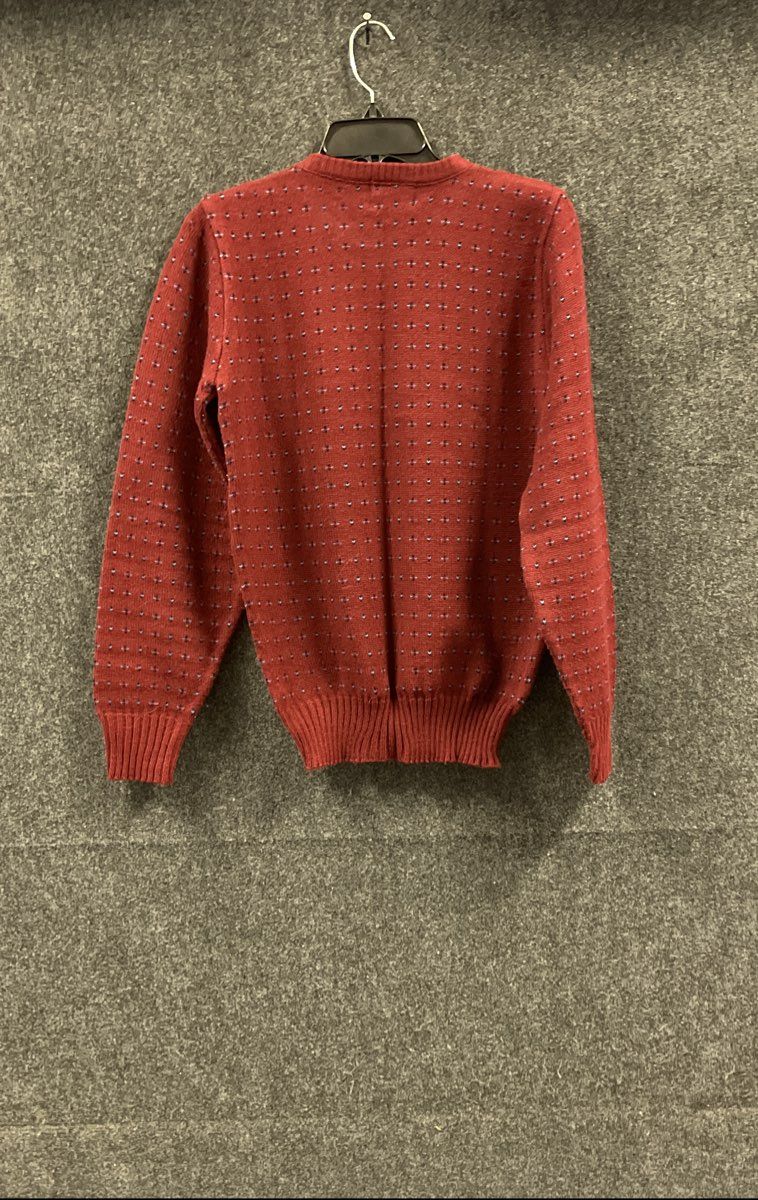 Vintage 80s Bruce Cameron Men's Red Geometric Dot Knit Crewneck Sweater Sz S
