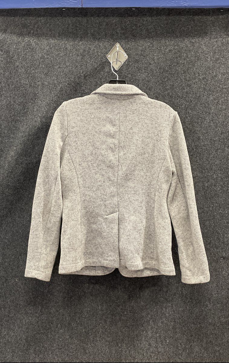 Lands' End Women's Grey Herringbone Knit Blazer Sweater Jacket Sz XS 2-4