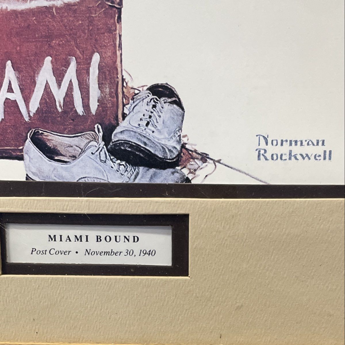 2 Norman Rockwell Post Cover Prints Valedictorian Miami Bound Signed Framed Art