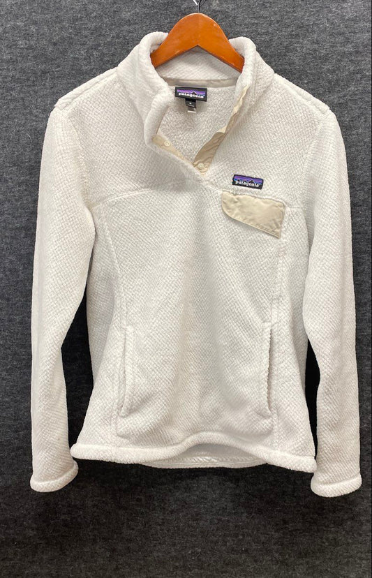 Patagonia Women's White Re-Tool Snap-T Pullover Quilted Fleece Jacket Sz M