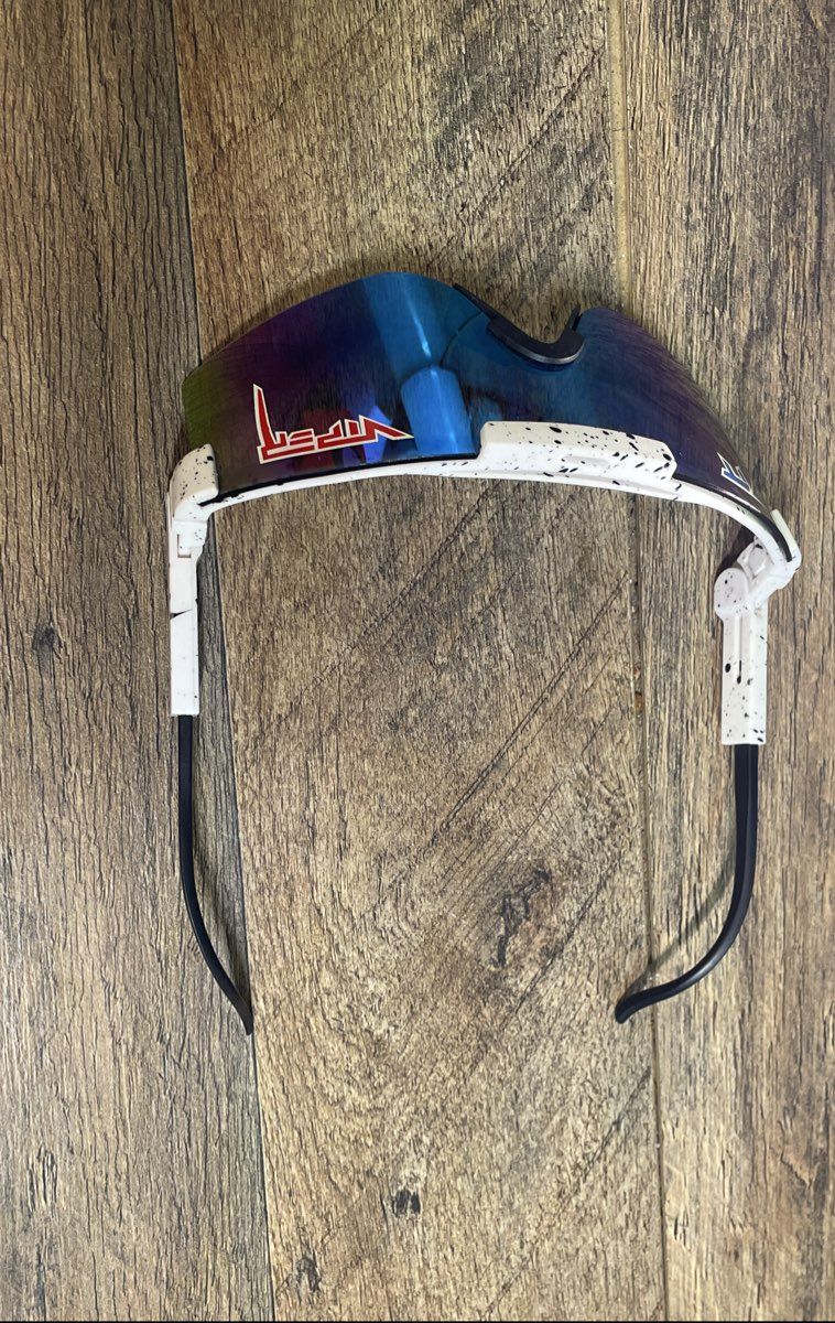 Pit Viper Unisex Sunglasses White Splatter Iridescent Mirror Lens Wrap Around